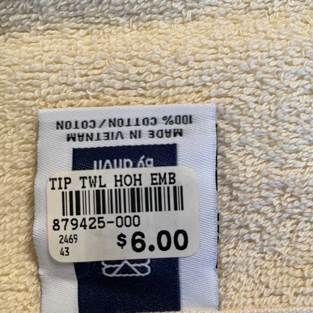 Set of 2 Cosmos Finger Tip Towel Embroidered Ivory NWT